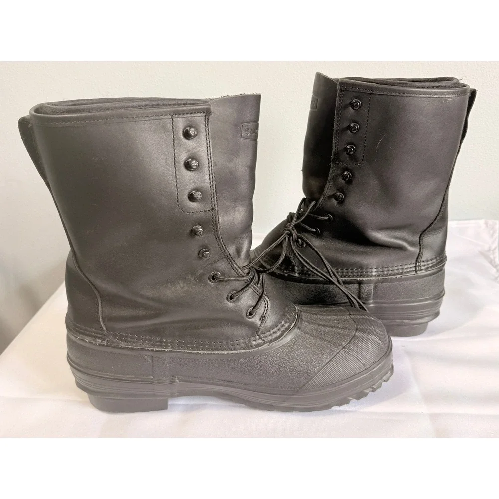 Lacrosse Mens Leather Iceman Winter Boots Size 12  Black Insulated Snow Duck
